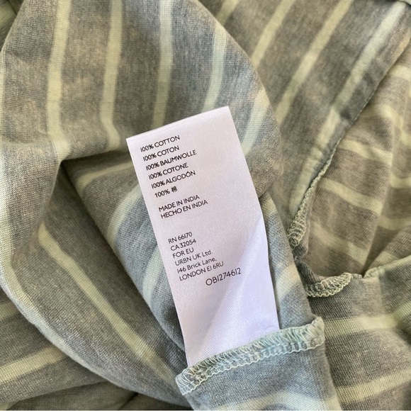 Pilcro The Riley Top Scoop Neck Green Striped Cotton Relaxed Fit 3/4 Sleeves: M - Picture 9 of 12